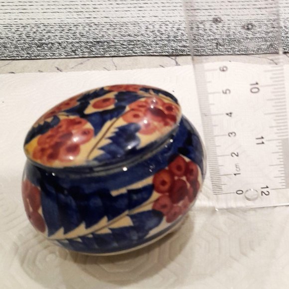 Vintage Sorrento Ceramic Hand Painted Floral Footed Jar - Picture 6 of 11